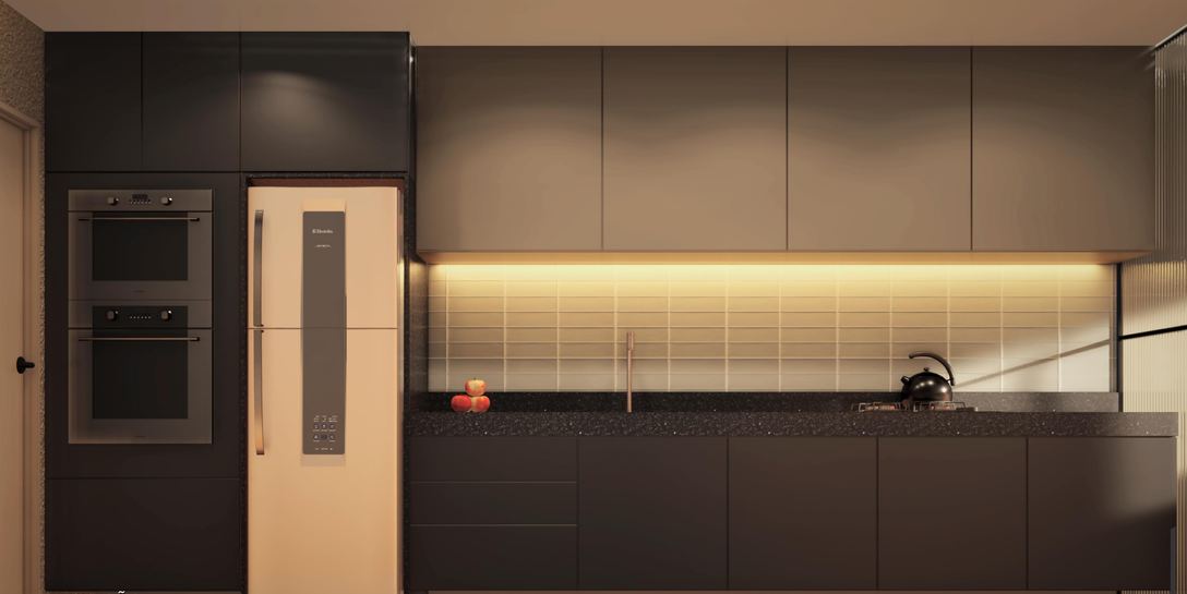 Cozinha de apartamento de 3 suítes