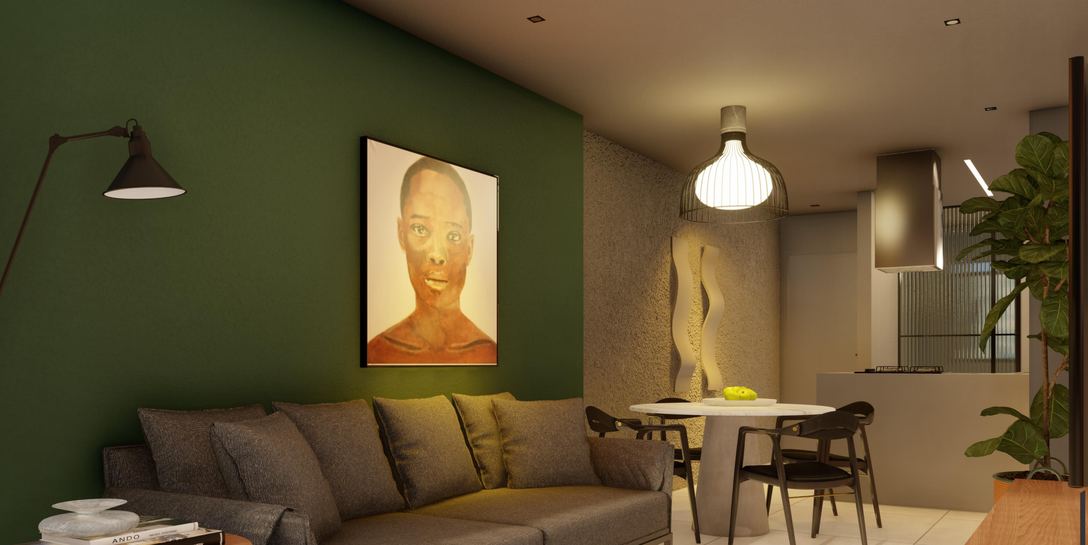 Sala de estar e jantar de apartamento
