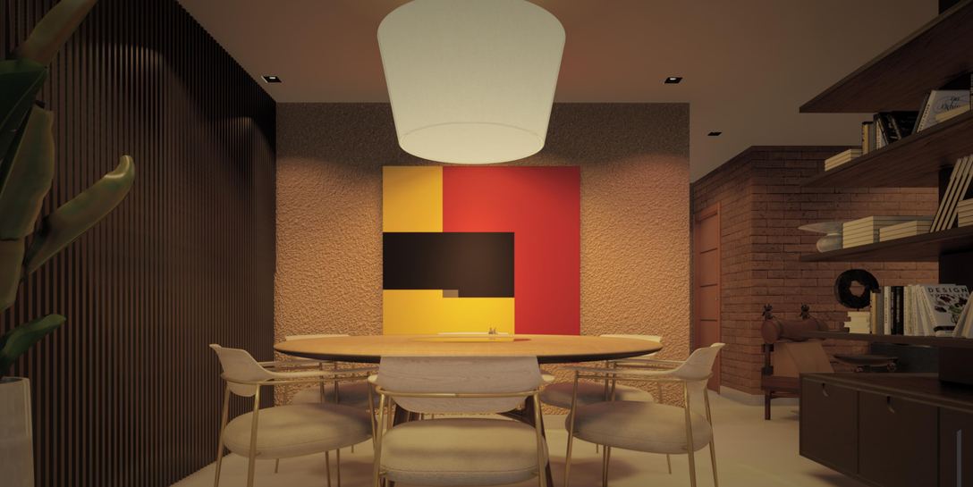 Sala de jantar de apartamento de 3 suítes