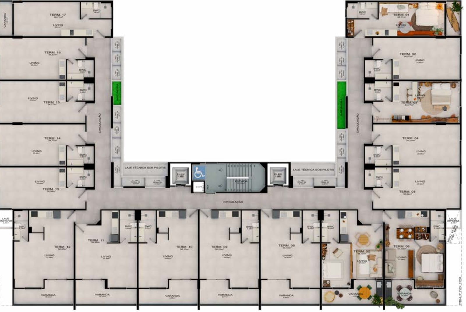 Planta do pavimento tipo (1º ao 4º)