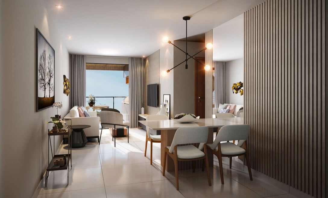 Sala de estar e jantar do apartamento