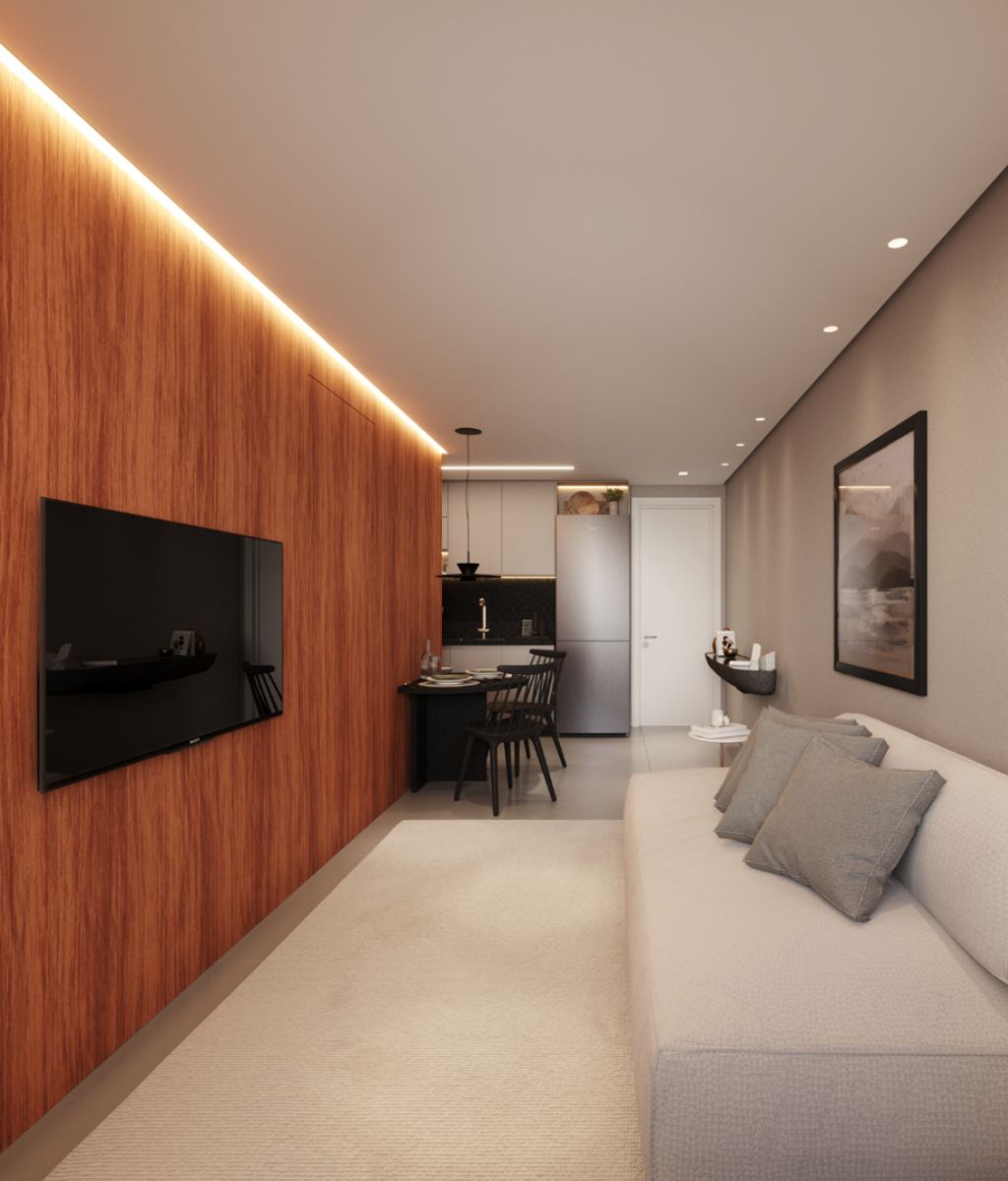Estar do apartamento de quarto e sala