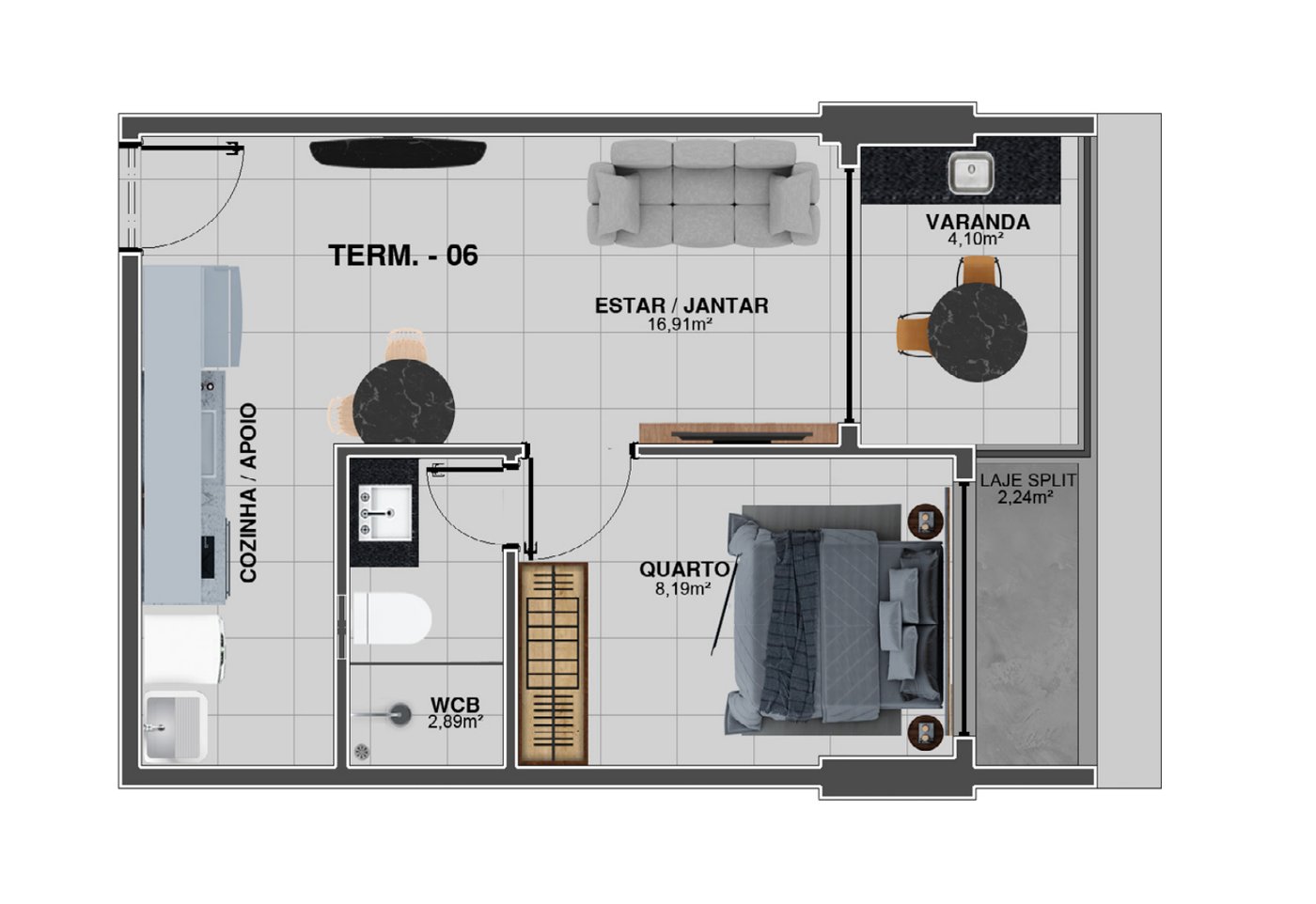 Planta do quarto e sala, final 06