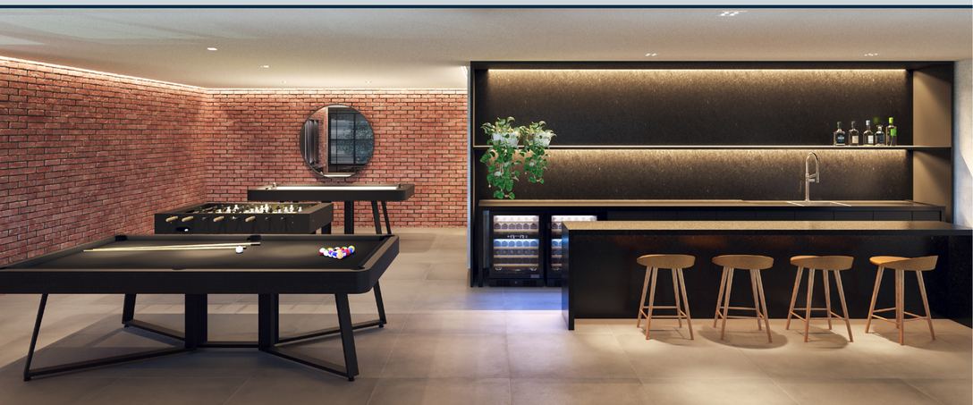 Sport bar com mesa de sinuca
