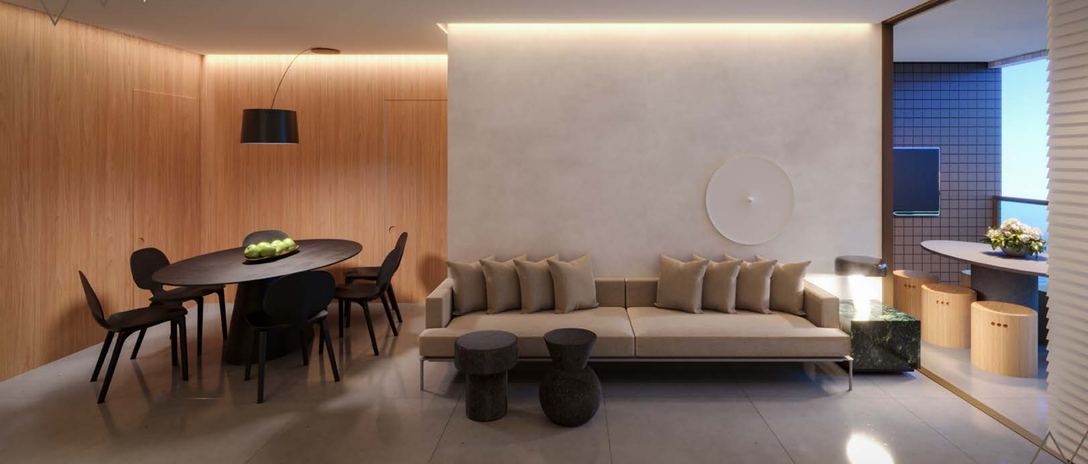 Sala de estar e jantar do apartamento