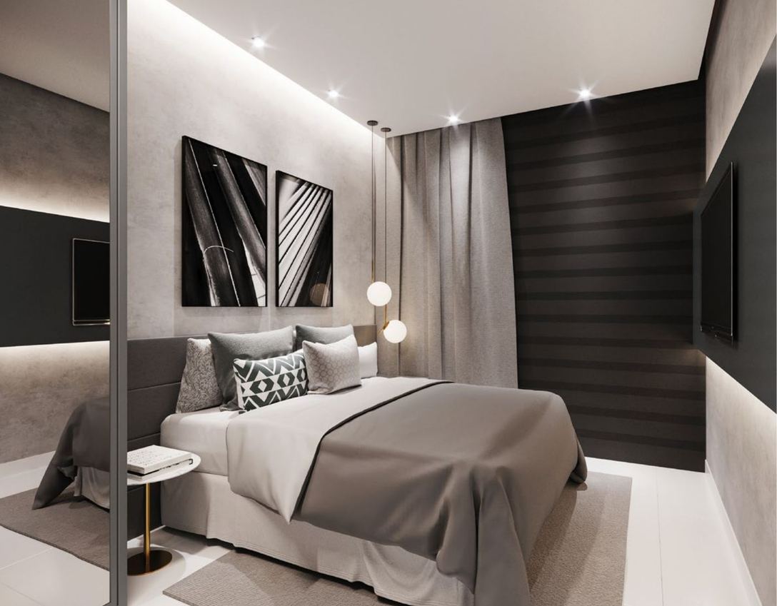 Suíte do apartamento de quarto e sala