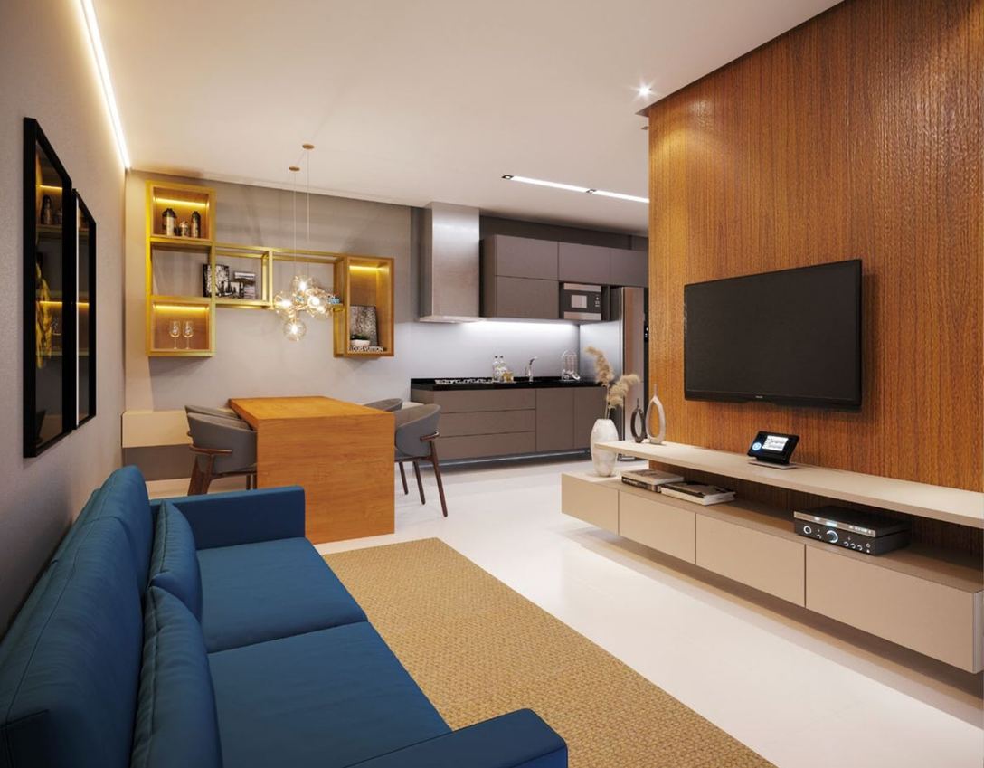 Estar e jantar do apartamento de 2 quartos