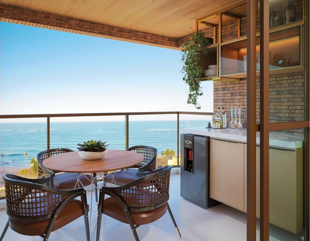 Varanda gourmet com vista para o mar